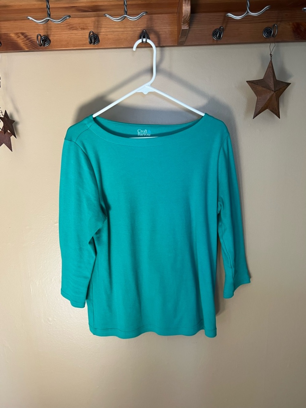 croft & barrow Teal Long Sleeve Boatneck Women's Top